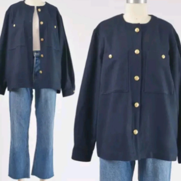 L.L. Bean Jackets & Blazers - Vintage LL Bean wool emblem gold button shacket academia jacket  16